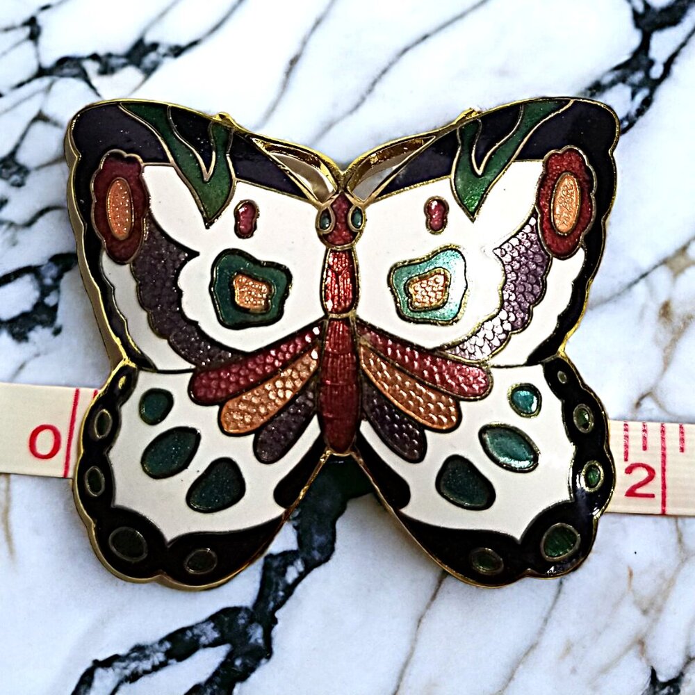 Cloisonné Enamel Butterfly Belt Buckle for Women by Charmant Beverly Hills CA - Picture 6 of 9